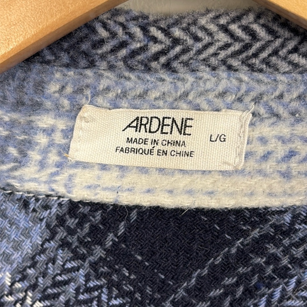 Ardene Blue and White Plaid Shacket Oversized Women's Size L - Picture 2 of 6